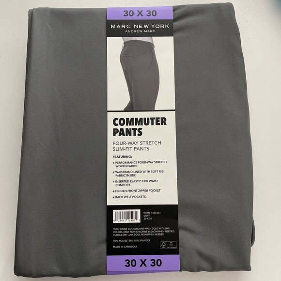 NEW Marc New York Mens 30 Commuter Pants  Andrew Marc Gray Slim-Fit - Picture 10 of 13